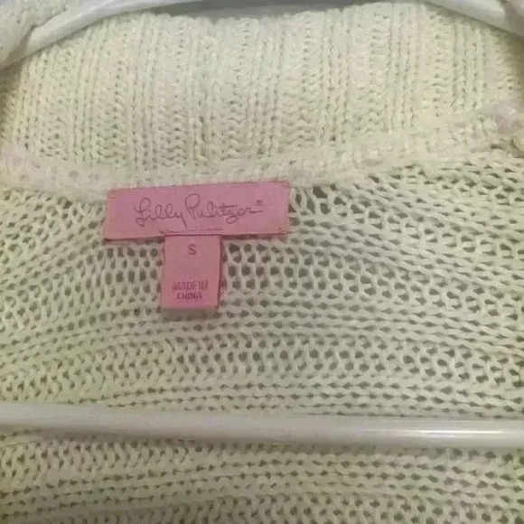 Lilly Pulitzer Cream Open Front Shawl Collar Cardigan Sweater Size S - Picture 2 of 5